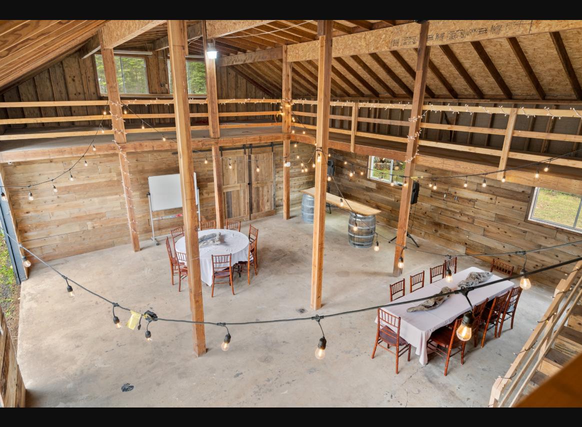 2,000 square foot event barn set for a wedding reception